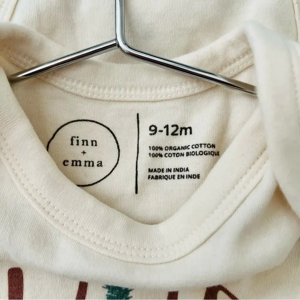 Finn + Emma “Wild” Short Sleeve Onesie Bodysuit ivory cream off-white green tree